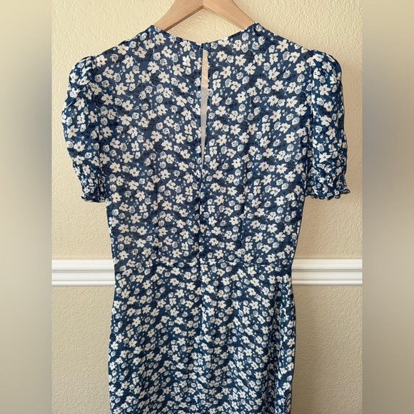NEW WITH TAGS Reformation Lee Raquel Blue Floral Puff Sleeve Midi Dress Size 6 - Picture 9 of 16